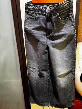 AMIRI Women's Washed Black wide leg jeans